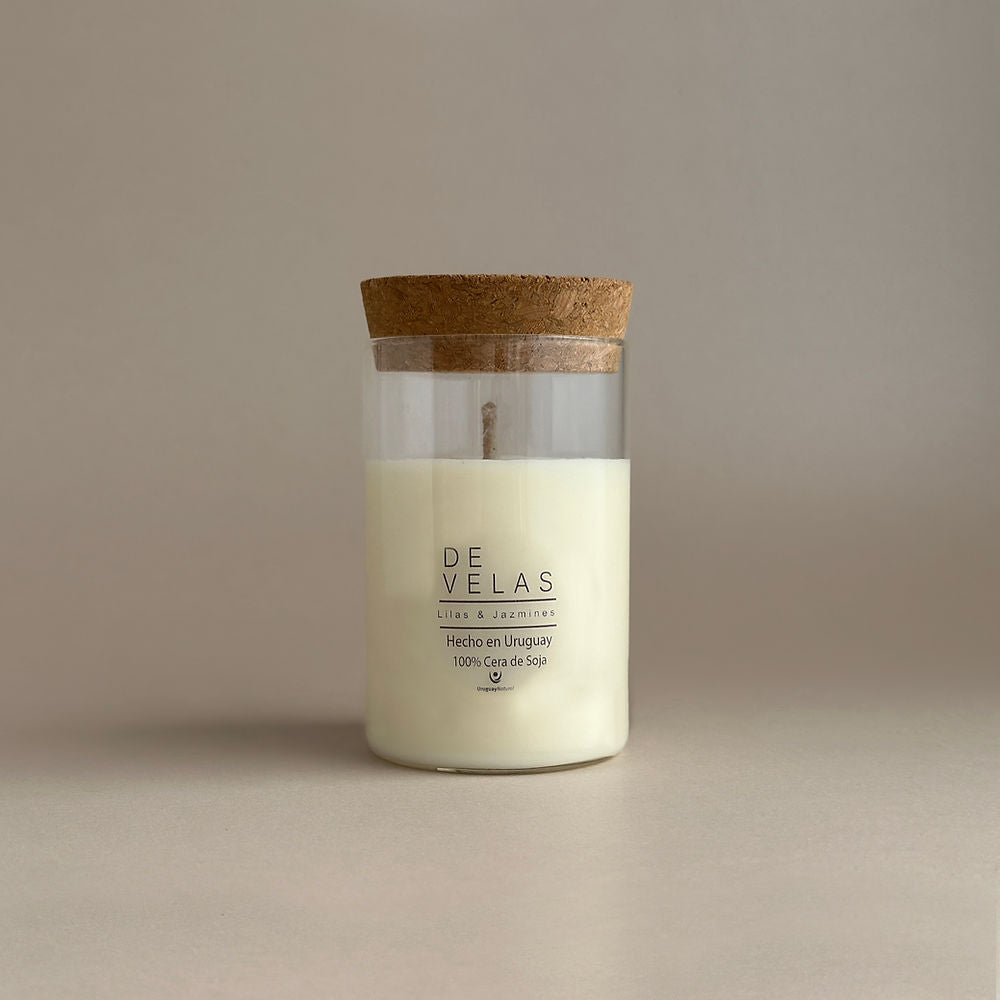 Vela Aromática 100% Natural - Corcho recto grande / Lilas y Jazmines