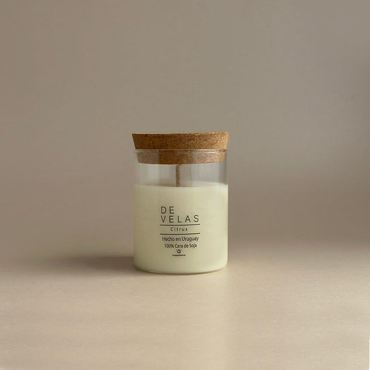 Vela Aromática 100% Natural - Corcho recto chico / Citrus