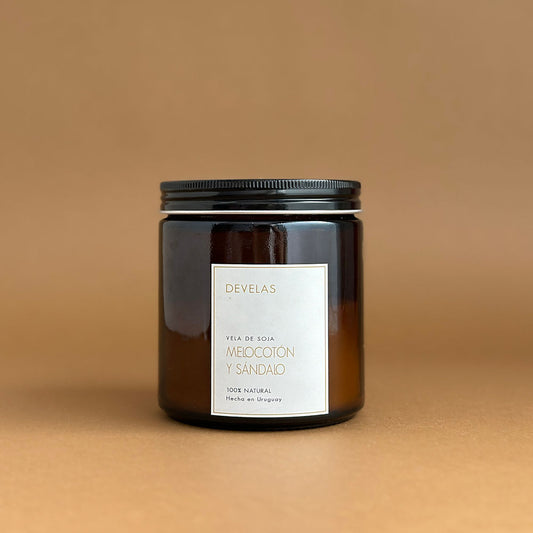 Vela Aromática 100% Natural - Ambar G / Melocoton y Sándalo