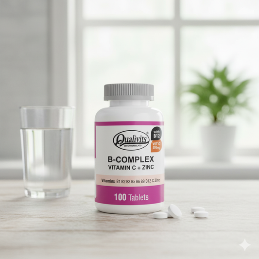 QUALIVITS B-Complex & Vitamin C + Zinc 100 Tabs.